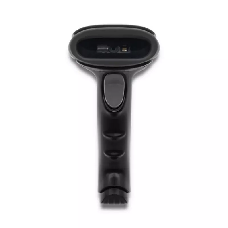 Leitor de códigos de barras manual QOLTEC 50868 — leitor laser 1D/2D, USB com e sem fios, distância de trabalho 600 mm, preto