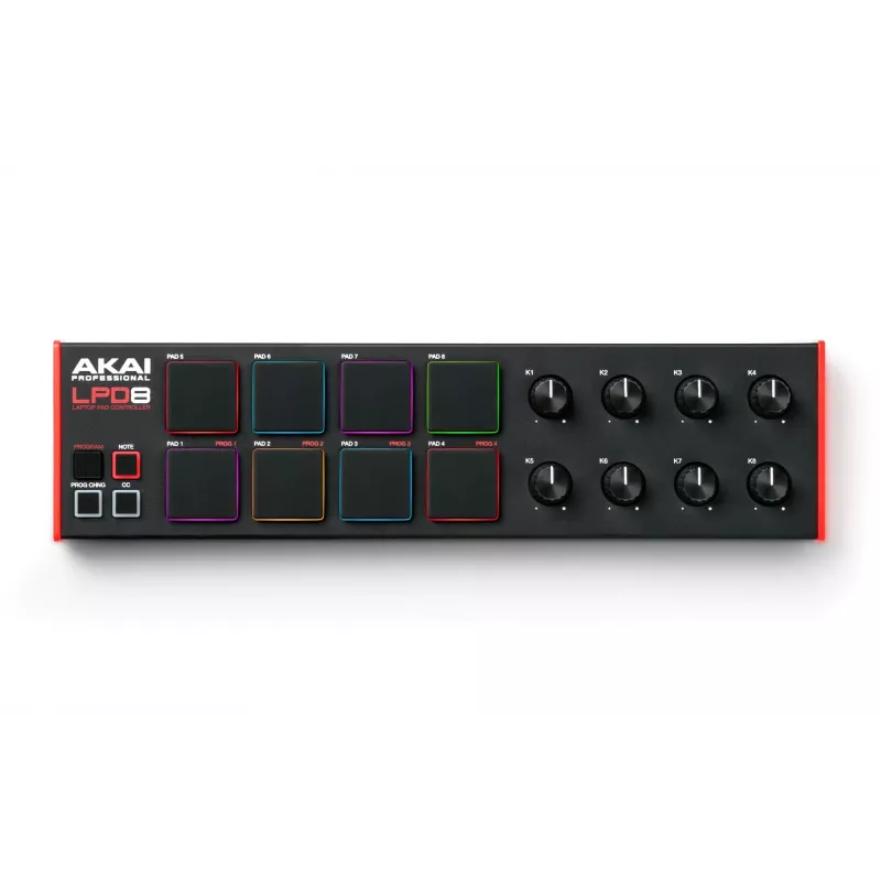 Teclado MIDI Akai LPD8 MKII 8 teclas USB preto, vermelho
