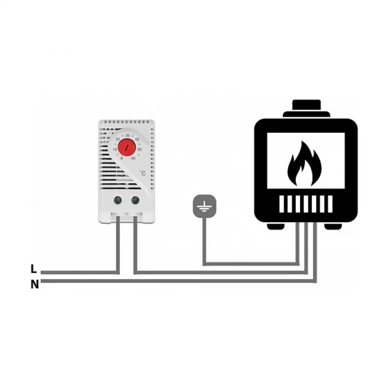 Termóstato DELOCK 66824, caixa de plástico, IP20, 30 W, 250 V, 10 A, 43×60×33 mm, cinzento/vermelho