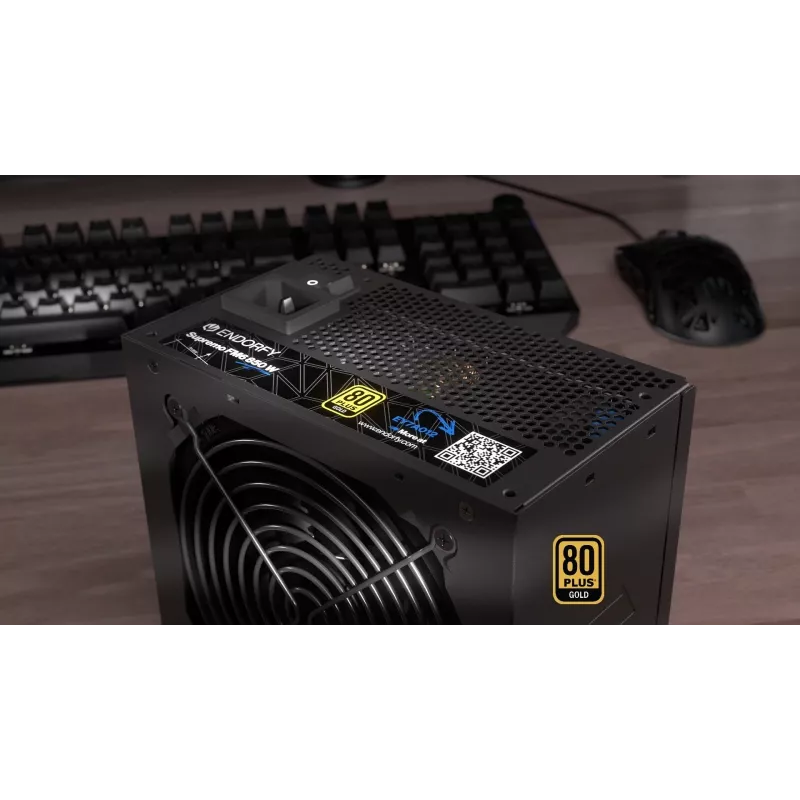 Fonte de alimentação ENDORFY Supremo FM6 850 W, 24-Pin-ATX, totalmente modular, 80 PLUS Gold, ventoinha de 120 mm, preto