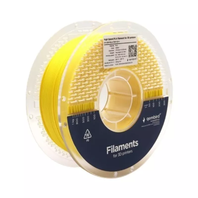 Filamento para impressão 3D Gembird PLA 1,75 mm amarelo 1 kg