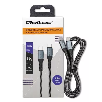 Cabo USB Qoltec 52358 1,5 m USB-C preto USB 2.0 0,48 Gbit/s
