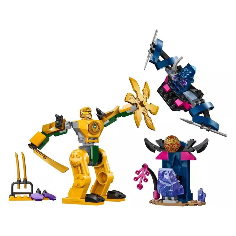 LEGO NINJAGO Arin's Battle Mech Figura de ação Brinquedo ninja para rapazes e raparigas a partir de 4 anos, conjunto Dragons Rising com minifigura Arin e mini-katana