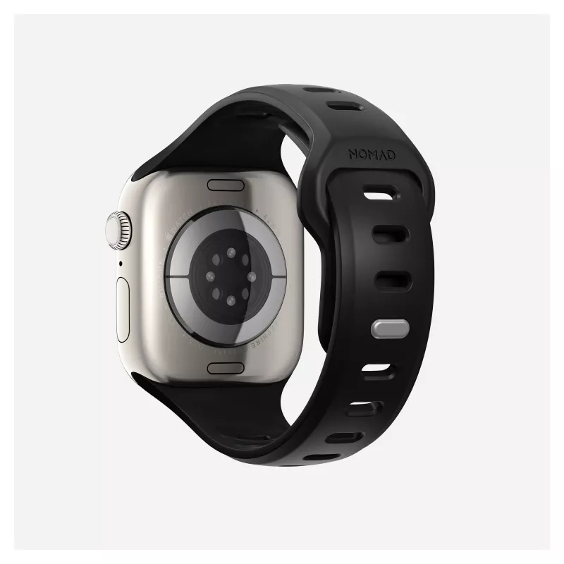 Pulseira para relógio Nomad Tempo Band preta borracha, 18 mm de largura, compatível com pulsos 135–175 mm