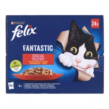 Felix Fantastic sabores rústicos em geleia - Comida húmida para gatos - 24x 85 g