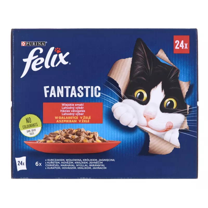 Felix Fantastic sabores rústicos em geleia - Comida húmida para gatos - 24x 85 g