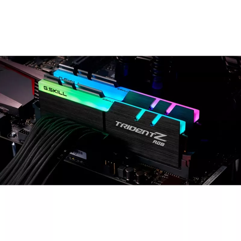 DIMM 16 GB DDR4-3200 (2x 8 GB) kit duplo, memória RAM preta, F4-3200C16D-16GTZR, Trident Z RGB, INTEL XMP