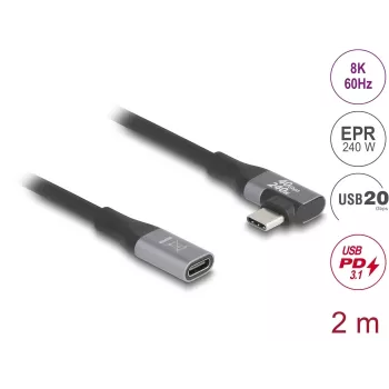 Cabo USB DeLOCK 81148 2m USB-C preto 20 Gbit/s