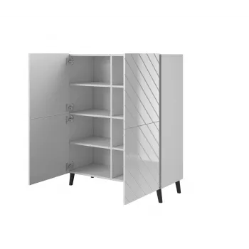 Estante Cama Meble ABETO 100,5 x 40 x 121,5 cm branco/branco brilhante, armário de parede de chão