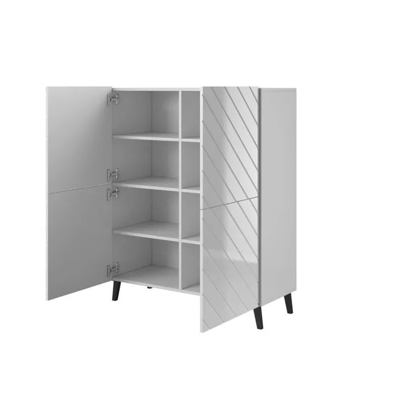 Estante Cama Meble ABETO 100,5 x 40 x 121,5 cm branco/branco brilhante, armário de parede de chão