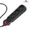 Extensão elétrica Maclean MCE181 3 m 4 tomadas AC interior preto
