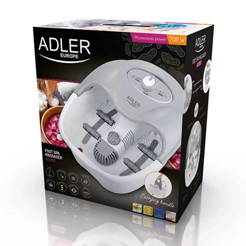 Massajador de pernas Adler AD 2167 com massagem por rolos e vibração, calor, intensidade ajustável, 80 W, cinzento branco