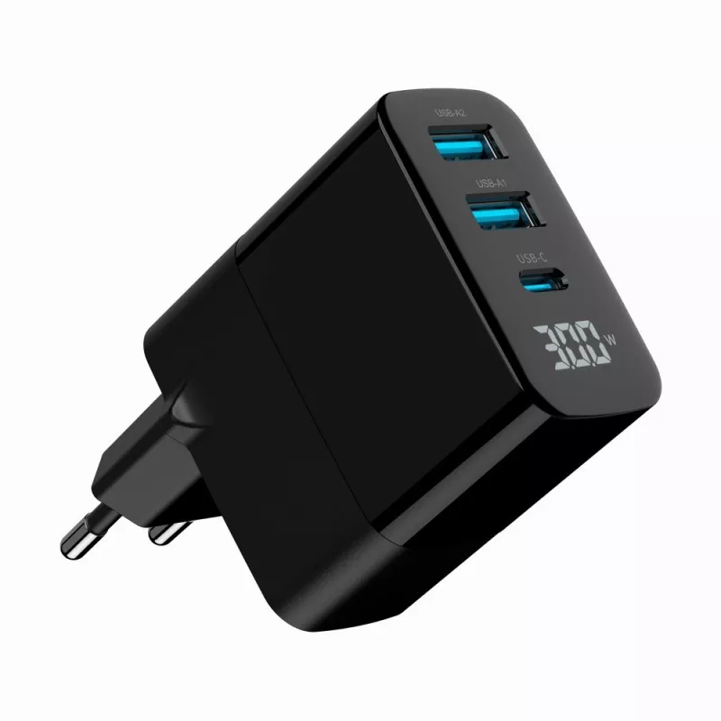 Carregador Gembird TA-UC-PDQC30LCD-BK-02 para dispositivos móveis universal preto AC carregamento rápido interior