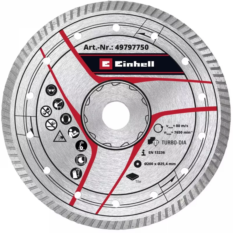 Disco de corte diamantado turbo KWB Ø 200 x 25,4 x 2,6 mm