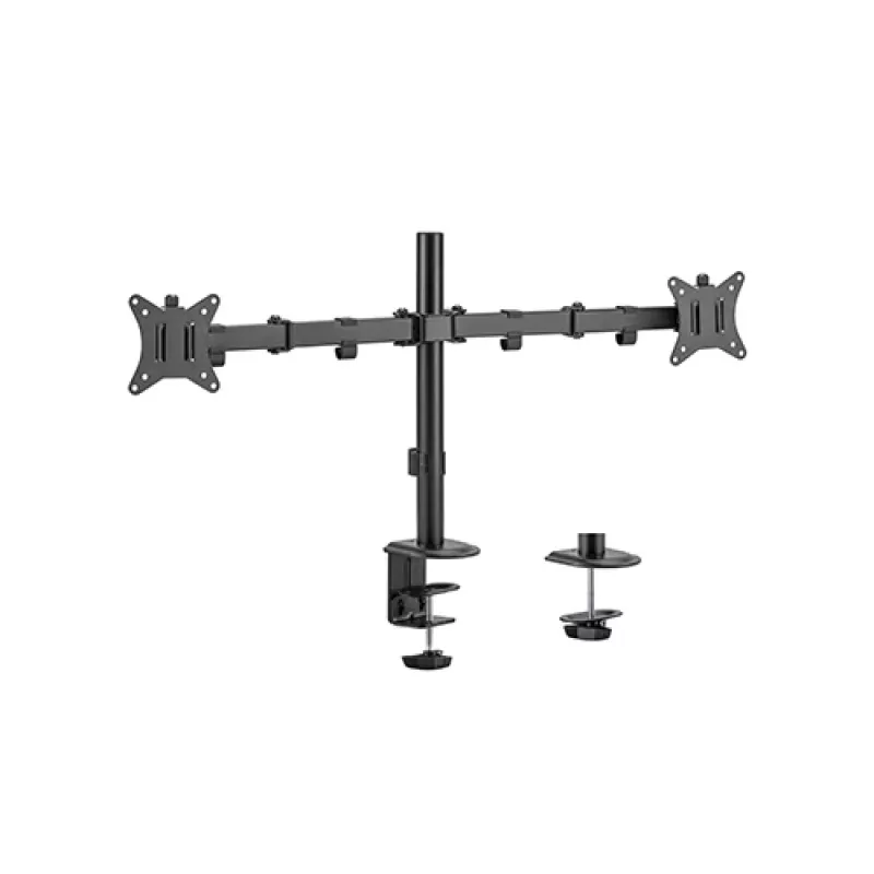 Suporte de monitor Gembird MA-D2-01 para 2 ecrãs até 32 polegadas, VESA 75x75–100x100, grampo, 18 kg, preto