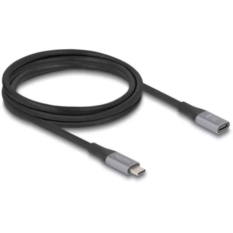 Delock 81202 cabo de extensão USB-C 40 Gbps, macho para fêmea, PD 240 W, 2 m, cinzento