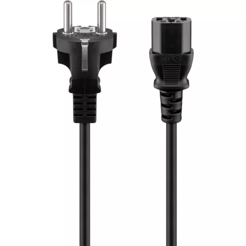 Cabo IEC Goobay 5 m preto ficha de rede tipo F IEC C13 H05VV-F3G