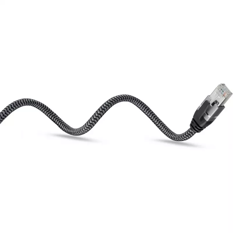 Cabo Ethernet USB-C 3.2 Gen2 macho > RJ-45 macho, adaptador LAN preto/prateado, 1,5 metros, revestimento têxtil entrançado