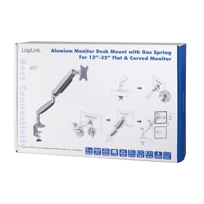 Suporte de monitor LogiLink BP0042 81,3 cm (32 polegadas) de secretária alumínio