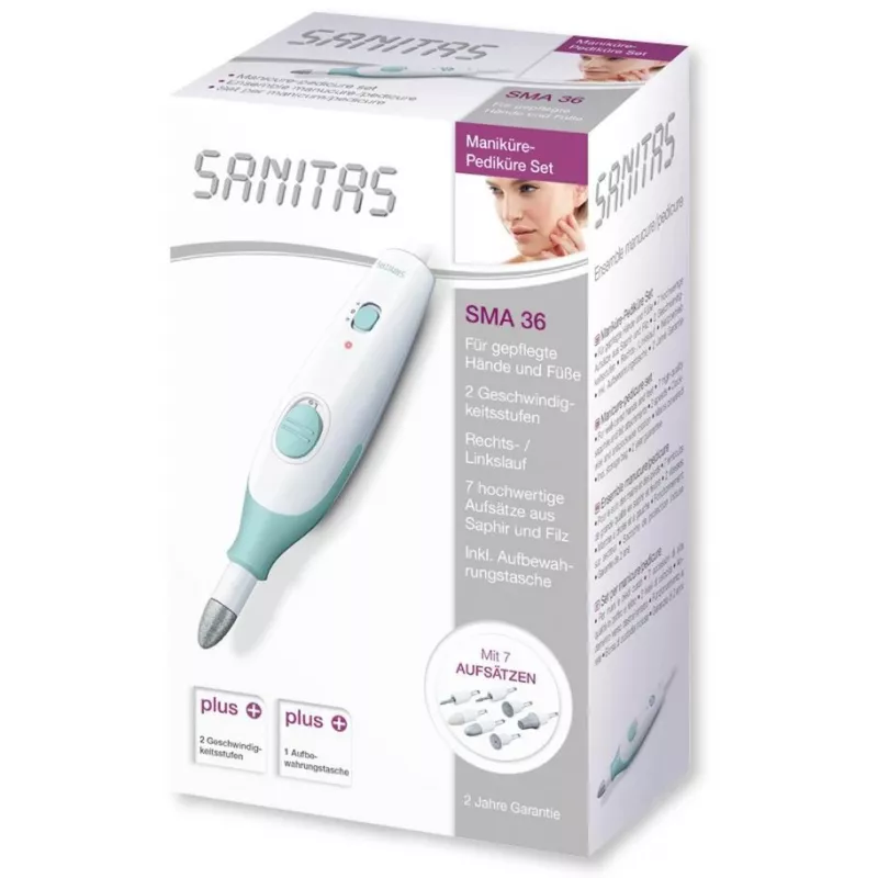 Conjunto de manicure/pedicure SMA 36, cuidado das unhas branco/verde-claro