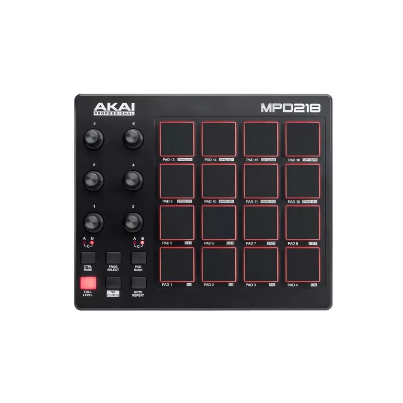 Misturador de áudio Akai MPD218 preto 16 pads Controlador USB MIDI