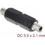 Adaptador DELOCK ficha oca DC 5,5 x 2,1 mm fêmea para fêmea com rosca, reto, preto