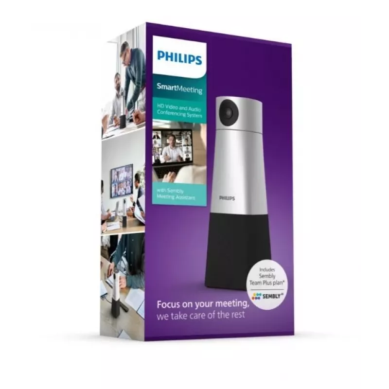 Philips PSE0550 SmartMeeting câmara portátil 4K para videoconferência com microfone integrado, 30 fps, USB, preto/prateado