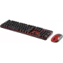Conjunto teclado e rato Renkforce RF-DS-RETRO QWERTZ preto vermelho – combo com fios layout QWERTZ