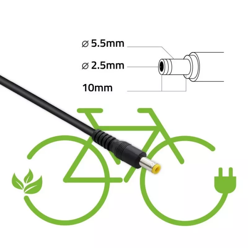 Carregador Qoltec 50761 para baterias de e-bike 36V | 42V | 2A | 5,5*2,5
