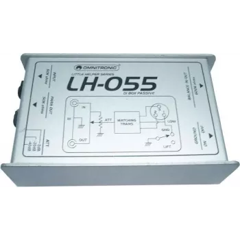 DI box passiva Omnitronic LH-055 1 canal — direct box passiva para utilização com instrumentos/linha, 1 entrada, saída XLR simétrica