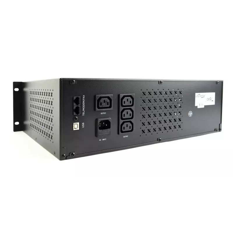 Gembird - UPS Rack 19'' 3,4U 1500VA, 4 saídas IEC 230V, entrada IEC14, RJ11, USB, LCD Line-Interactive 1,5 kVA 900 W 4 tomadas