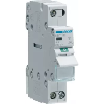 Interruptor elétrico Hager SBT116 1P, 440 V, 50–60 Hz, cinzento, 17,5 mm