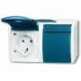 BJ - Ocean - Tomada Schuko com tampa basculante 2 tomadas - AP *cinzento/azul-esverdeado* (20/2EW-53)