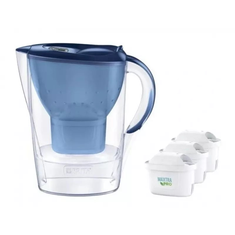 Jarra filtrante de água BRITA Marella 2,4 l com 3 cartuchos Pure Performance, Maxtra Pro, azul