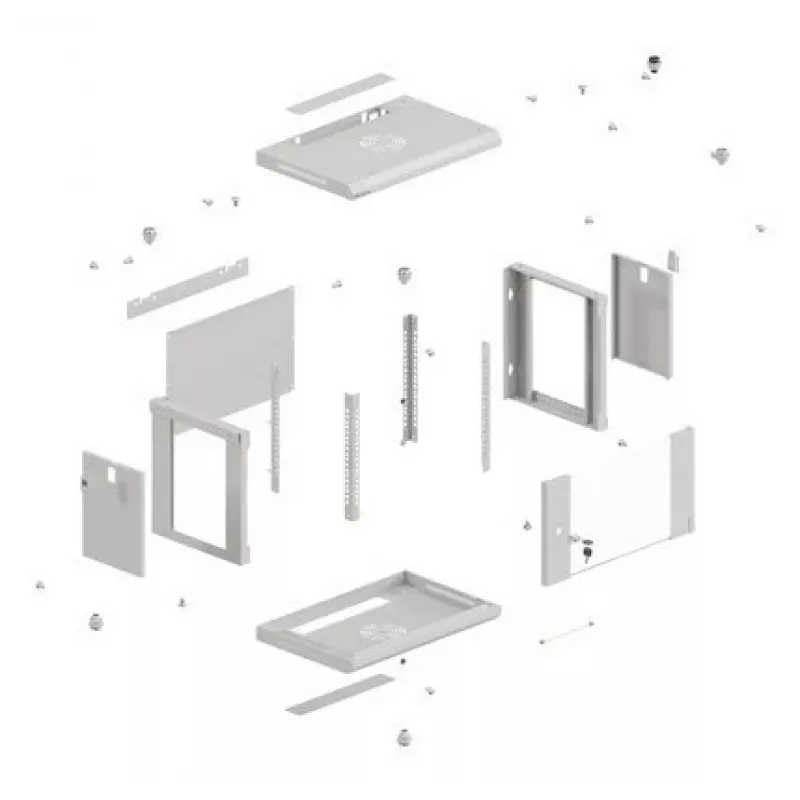 Armário de rack LANBERG WF03-5306-10S 19 polegadas 6U cinzento com porta de vidro
