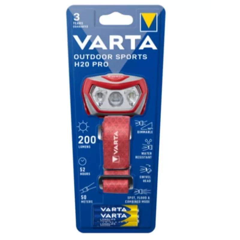 Lanterna frontal Varta Outdoor Sports H20 Pro cinzento vermelho