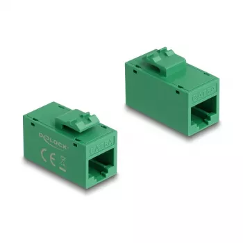 Delock 90640 Módulo Keystone RJ45 fêmea para RJ45 fêmea, Cat.6A UTP, verde