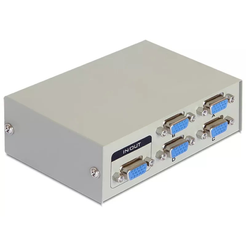 Switch VGA DeLock 4 portas manual bidirecional - comutador de ecrã - 4 x VGA - Desktop (87635)