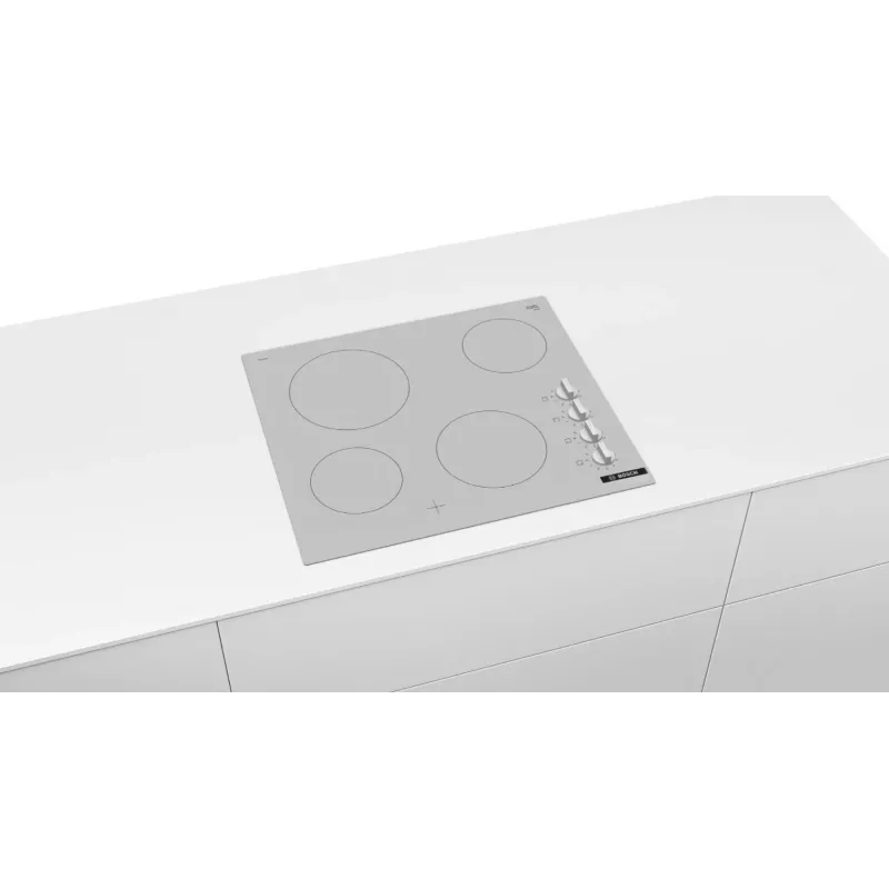 Placa elétrica de irradiação Bosch PKE612CA2E, 6600 W, 4 zonas de cozedura, branco