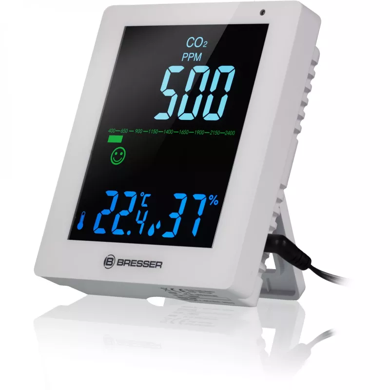 Medidor de qualidade do ar Bresser Optics 7004020GYE000 CO2 temperatura 0–50°C