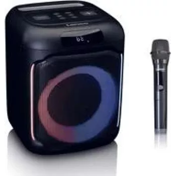 Altifalante Bluetooth portátil Lenco PA-101BK com iluminação e microfone