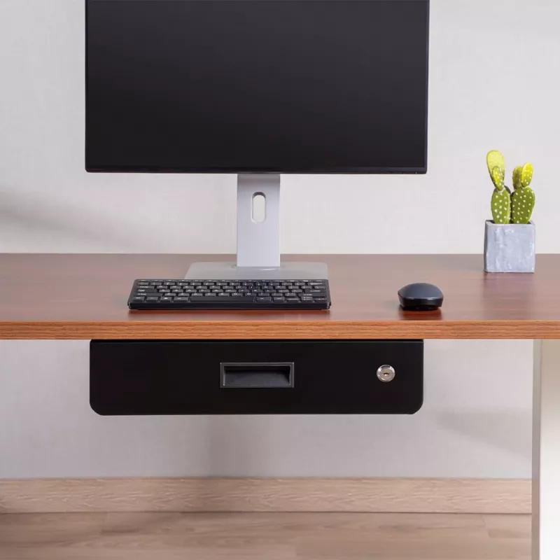 Gaveta de secretária MACLEAN MC-461 design ergonómico compacto, montagem fácil, acessório para secretária