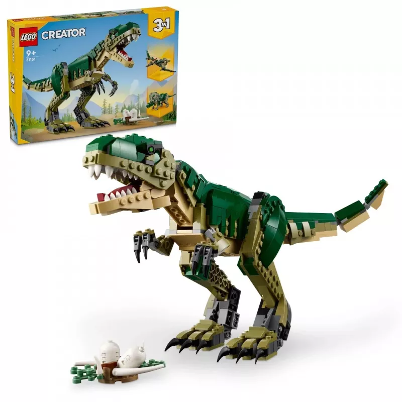 Brinquedo de construção LEGO Creator 3-em-1 T.Rex Conjunto de construção, 626 peças, 150 mm de altura, idade 9+