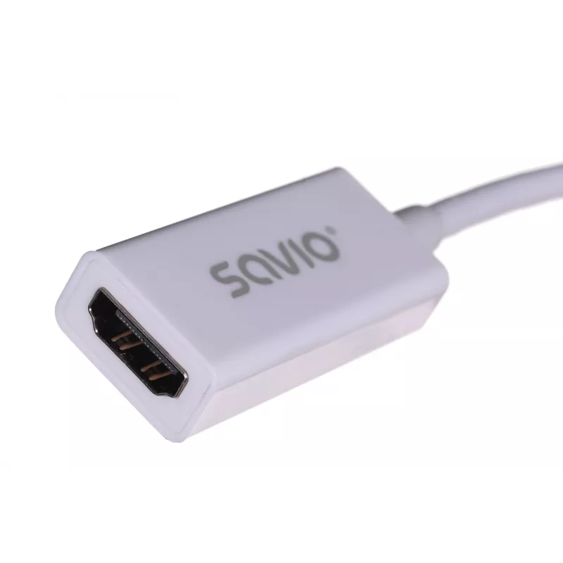 Cabo adaptador de vídeo SAVIO Mini DisplayPort (macho) para HDMI Type-A (fêmea) 0,2 m, branco