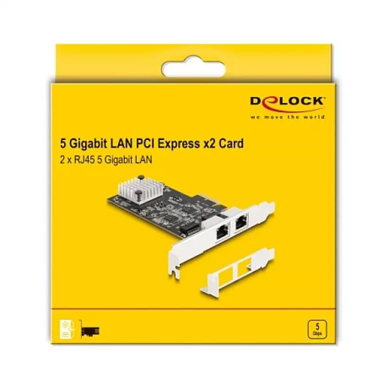 Placa de rede DeLOCK 81261 PCI Express x2, 2 x RJ45 5 Gigabit LAN