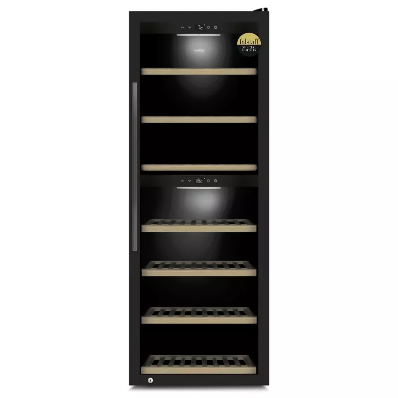 Caso | Garrafeira inteligente | WineExclusive 126 | Classe de eficiência energética G | Garrafeira | Vertical | Capacidade de garrafas 126 garrafas | Tipo de refrigeração tecnologia de compressor | Preto