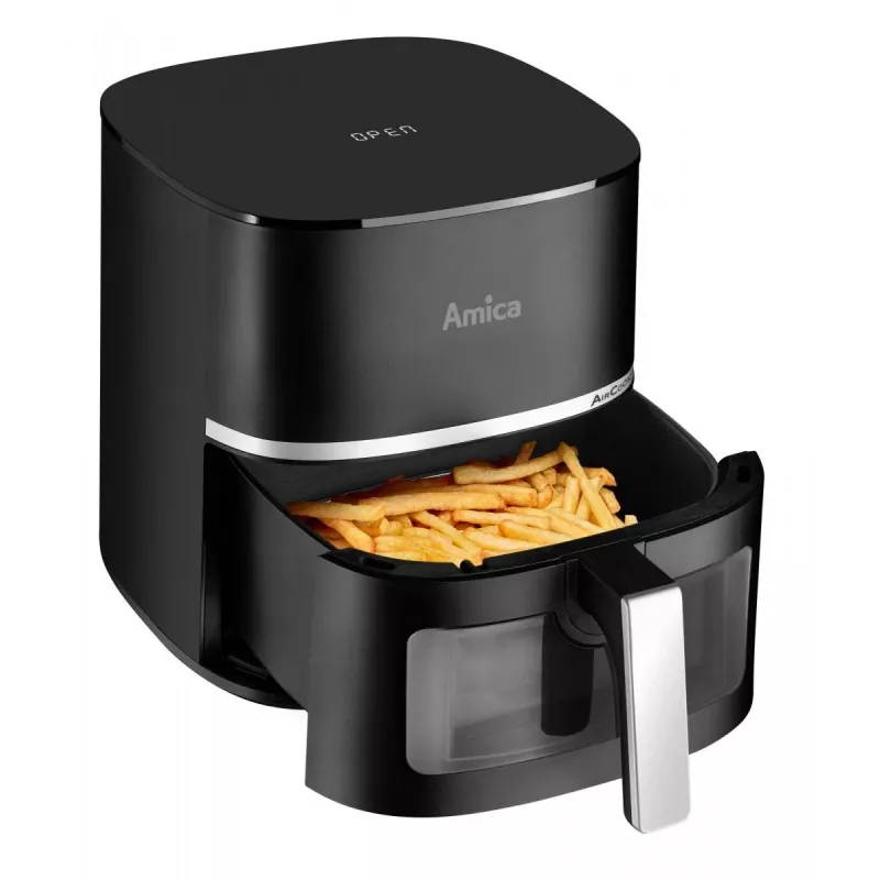 Amica AFM 6020 fritadeira de ar, 7,2 l, 1700 W, 10 programas, ecrã LCD, preta