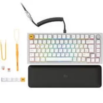 Teclado mecânico GLORIOUS GMMK Pro 75% branco Hot-Swap RGB, layout ISO
