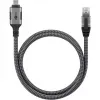 Cabo Ethernet USB-C 3.2 Gen2 macho > RJ-45 macho, adaptador LAN preto/prateado, 1,5 metros, revestimento têxtil entrançado