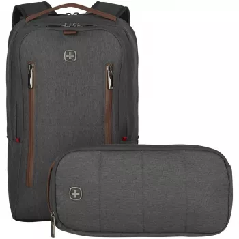 Mochila para portátil WENGER City Upgrade 40,64cm 16 polegadas com bolsa de ombro cinzento